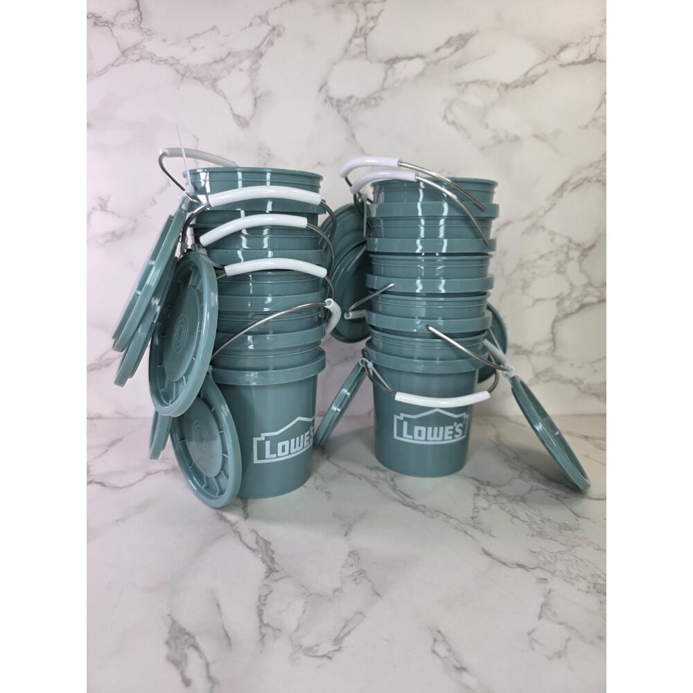 NEW Set of 10 Lowe's TEAL 0.42 Quart BPA-Free Mini Bucket W/Lid In Hand